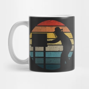 Beekeeper Silhouette On A Distressed Retro Sunset design Mug